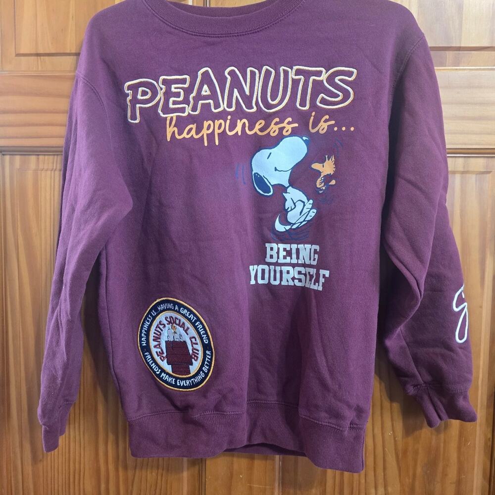 Peanuts Snoopy Charlie Brown Long Sleeve Red Sweatshirt Size XXS